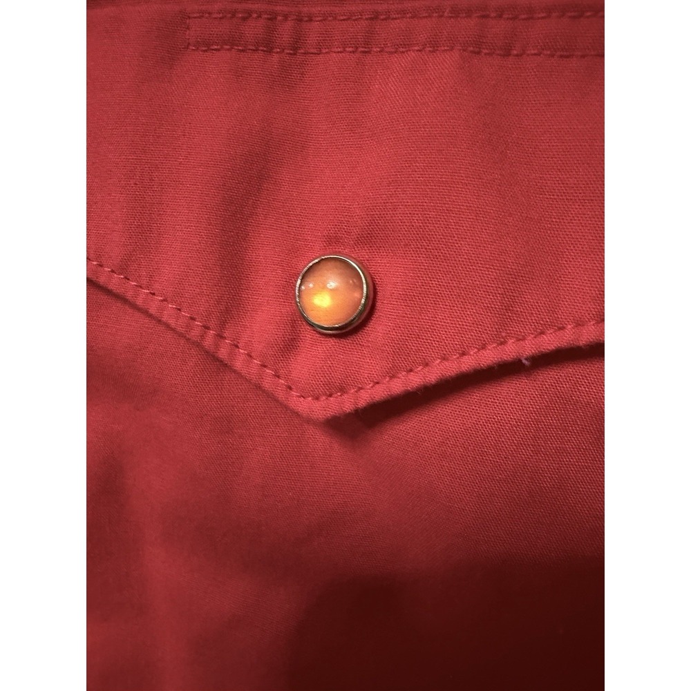 Vtg Wrangler Red Western Shirt Pearl Snap Cowboy Rockabilly Workwear Honkey Tonk - Picture 2 of 4